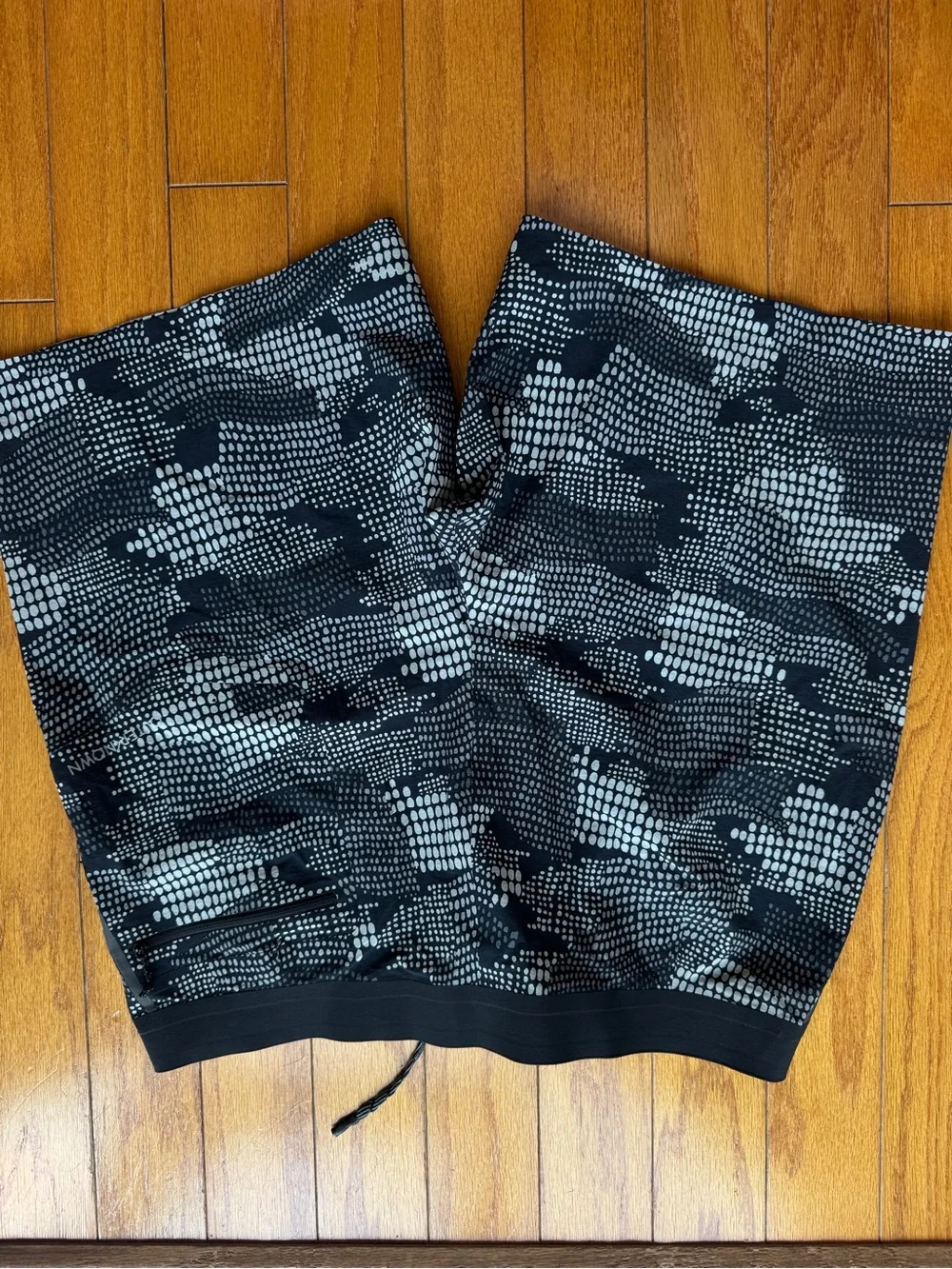 Outerknown Black & Gray Men’s Swim Shorts with Dotted Camo Print